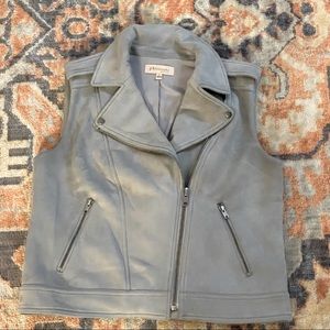 Gray Moto Faux Leather Vest - Philosophy